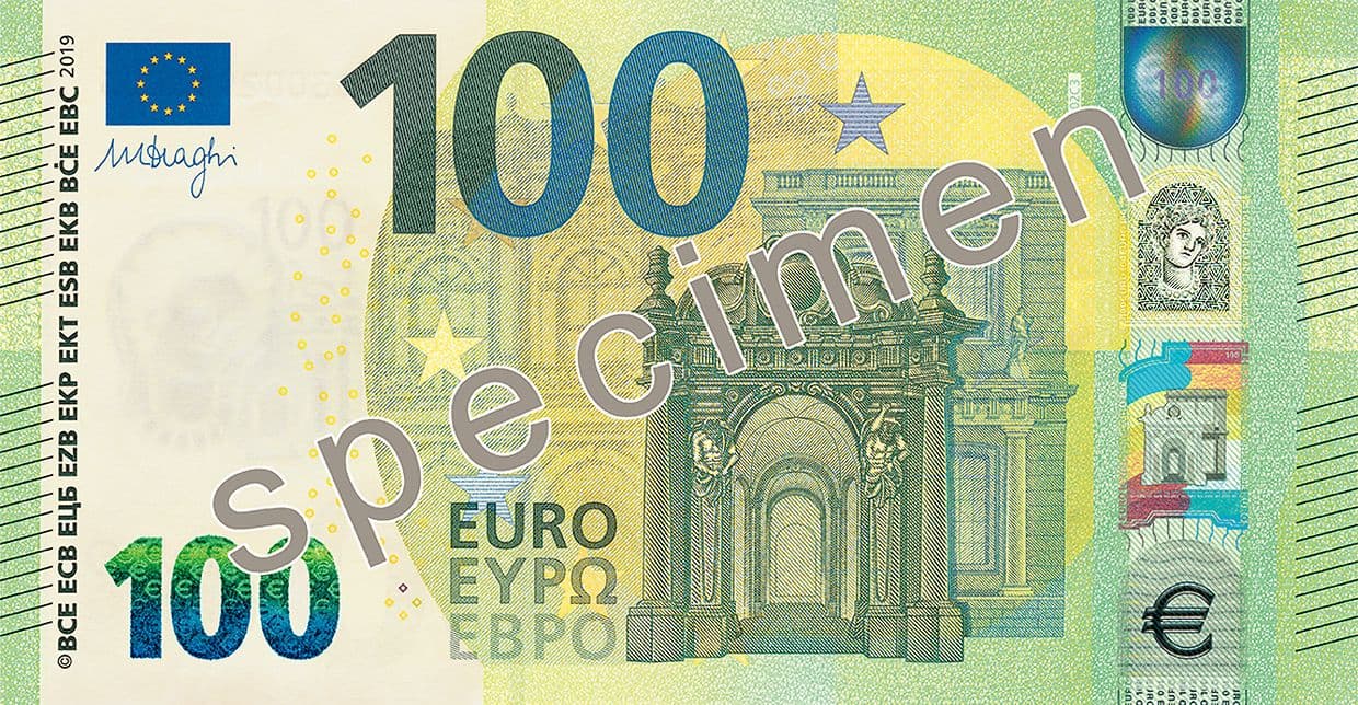 Billet de 100 euro — Deuxième série « Europa » (depuis 2013) — recto