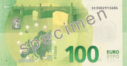 Billet de 100 euro — Deuxième série « Europa » (depuis 2013) — verso