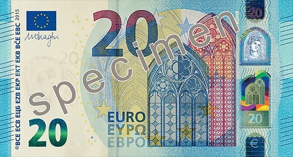 Billet de 20 euro — Deuxième série « Europa » (depuis 2013) — recto