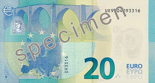 Billet de 20 euro — Deuxième série « Europa » (depuis 2013) — verso