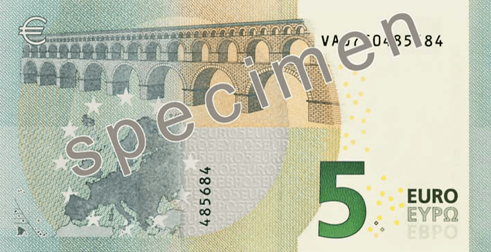 Billet de 5 euro — Deuxième série « Europa » (depuis 2013) — verso