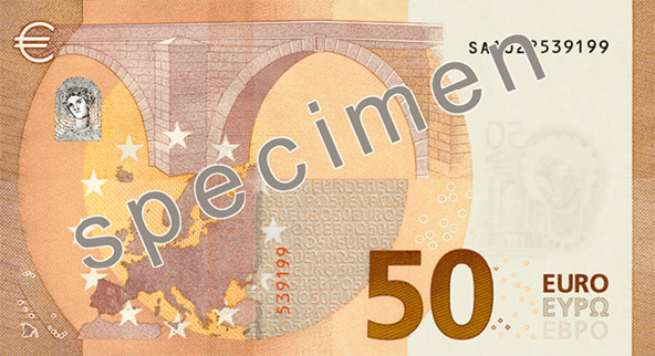 Billet de 50 euro — Deuxième série « Europa » (depuis 2013) — verso
