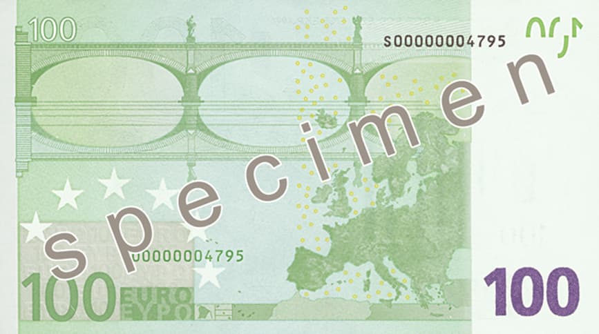 Billet de 100 euro — Première série (2002 – 2013) — verso
