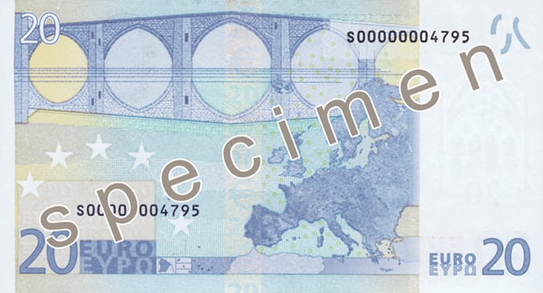 Billet de 20 euro — Première série (2002 – 2013) — verso