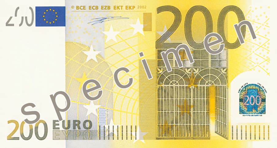 Billet de 200 euro — Première série (2002 – 2013) — recto
