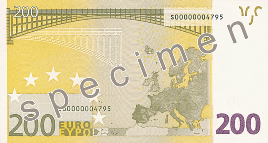 Billet de 200 euro — Première série (2002 – 2013) — verso