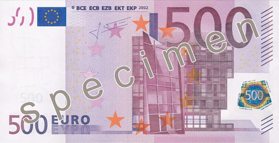 Billet de 500 euro — Première série (2002 – 2013) — recto