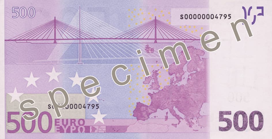 Billet de 500 euro — Première série (2002 – 2013) — verso